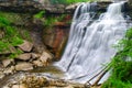 Brandywine Falls in summer green forest of Cuyahoga Valley National Park