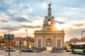 Branicki Palace in Bialystok in Poland at sunlight in autumn scenery. The entrance gate to the palace.