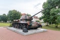 Monument - tank T-34/85. Soviet medium tank T-34-85 of the World war II