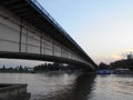 Branko`s bridge at nightfall, Belgrade, Serbia Royalty Free Stock Photo