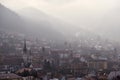 Braov old town Schei in winter season at dawn