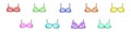 Bras for women vector. Female colored underwear vector. A set of colored bras. Breast cups vector. Different types of Royalty Free Stock Photo