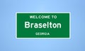 Braselton, Georgia city limit sign. Town sign from the USA. Royalty Free Stock Photo