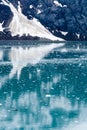 Brash ice and reflection in Glacier Bay National Park, Alaska Royalty Free Stock Photo