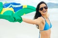 BRasil flag woman fan Royalty Free Stock Photo