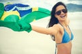 Brasil flag woman fan Royalty Free Stock Photo