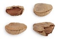 Brasil nuts in nutshell isolated on white background with clipping path and full depth of field. Top view. Flat lay. Set Royalty Free Stock Photo