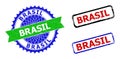 BRASIL Rosette and Rectangle Bicolor Badges with Corroded Surfaces