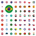 Brasil round flag icon. Round World Flags Vector illustration Icons Set. Royalty Free Stock Photo