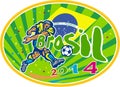 Brasil 2014 Soccer Football Player Oval Retro