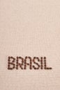 Brasil written with coffee beans on canvas