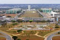 BRASILIA, BRAZIL - AUGUST 30, 2023: Aerial view of Monumental Axis of Brasilia, Brazil