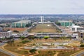 BRASILIA, BRAZIL - AUGUST 30, 2023: Aerial view of Monumental Axis of Brasilia, Brazil