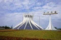 BRASILIA, BRAZIL - AUGUST 30, 2023: Cathedral of Brasilia with bell tower, Brazil