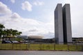 BRASILIA, BRAZIL - AUGUST 30, 2023: Rear view of the National Congress of Brazil in Brasilia