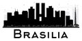 Brasilia City skyline black and white silhouette. Royalty Free Stock Photo