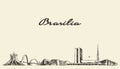 Brasilia skyline, Brazil vector city drawn sketch Royalty Free Stock Photo