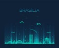 Brasilia skyline, Brazil vector linear style city Royalty Free Stock Photo