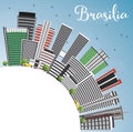 Brasilia Skyline with Gray Buildings, Blue Sky and Copy Space. Royalty Free Stock Photo
