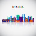 Brasilia skyline silhouette in colorful geometric style.