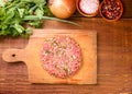 Brasilian rustic burger raw.