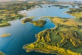 Braslaw Or Braslau, Vitebsk Voblast, Belarus. Aerial View Of Nedrava Lake And Green Forest Landscape In Sunny Autumn Royalty Free Stock Photo