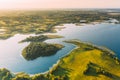 Braslaw Or Braslau, Vitebsk Voblast, Belarus. Aerial View Of Nedrava Lake. Landscape In Sunny Morning. Top View Of Royalty Free Stock Photo