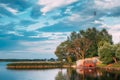 Braslaw Or Braslau, Vitebsk Voblast, Belarus. Wooden Sauna In A Wooden Pier For Fishing And Rest Near And Beautiful Lake Royalty Free Stock Photo