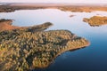 Braslaw District, Vitebsk Voblast, Belarus. Aerial View Of Ikazn Lake, Green Forest Landscape. Top View Of Beautiful Royalty Free Stock Photo