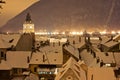 Brasov center in a winter night, Romania