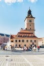 Brasov city hall clock tower located in the old town Council Square Royalty Free Stock Photo