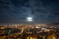 Brasov city panoramic view by night Royalty Free Stock Photo