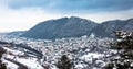 Brasov City panoramic view on winter season Royalty Free Stock Photo