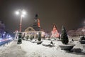 Brasov Council House night view decorated for Christmas Royalty Free Stock Photo