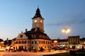 Brasov Council Square, night view in Romania