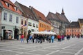 Brasov council square with tourists