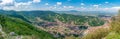 Brasov panorama on a sunny summer day from the Tampa mountain in Brasov, Romania Royalty Free Stock Photo