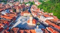 Brasov, Romania. Aerial view of historic city in Transylvania, Eastern Europe landmark Royalty Free Stock Photo