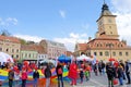 Crowd of people in Council Square, Brasov, Romania Royalty Free Stock Photo