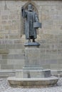 Statue of Johannes Honterus by Harro Magnussen outside the Black Church in Brasov Royalty Free Stock Photo