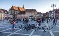 Brasov, Romania - 10 August, 2017: The Brasov Council Square (Piata Sfatului), is the main central square of the old medieval cit Royalty Free Stock Photo