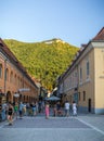 Brasov, Romania - 10 August, 2017: The Brasov Council Square (Piata Sfatului), is the main central square of the old medieval cit Royalty Free Stock Photo