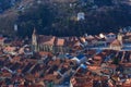 BRASOV, ROMANIA - 26 February 2020:Brasov, Transylvania. Romania. Panoramic view of the old town and Council Square in the winter Royalty Free Stock Photo