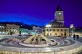 BRASOV, ROMANIA - 26 February 2020:Night image of the old town and City Hall square of Brasov.Panoramic view of the BRASOV old Royalty Free Stock Photo