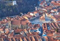 BRASOV, ROMANIA - 26 February 2020:Brasov, Transylvania. Romania. Panoramic view of the old town and Council Square in the winter Royalty Free Stock Photo