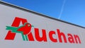 BRASOV, ROMANIA Ã¢â¬â JAN, 2020. Auchan, Coresi, Brasov. Exterior signage. Royalty Free Stock Photo