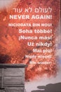 Holocaust memorial, Multilingual Never again