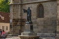 Brasov, Romania. Monument of Johannes Honterus. Royalty Free Stock Photo