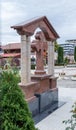 A large cross in the courtyard of Orthodox Church of the Holy Emperors Constantine and Helena on Alexandru Odobescu Street in the