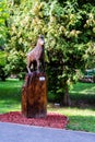 Black goat statue in front of the Faculty of Silviculture and Forest Engineering Royalty Free Stock Photo
